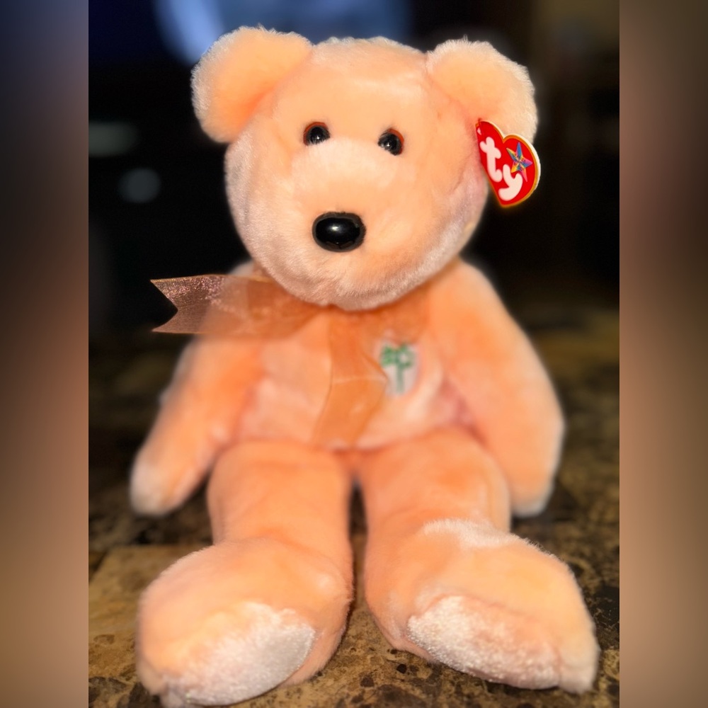 TY Beanie Buddy Dearest Bear – Peach Mother’s Day Edition – Large 14” Plush